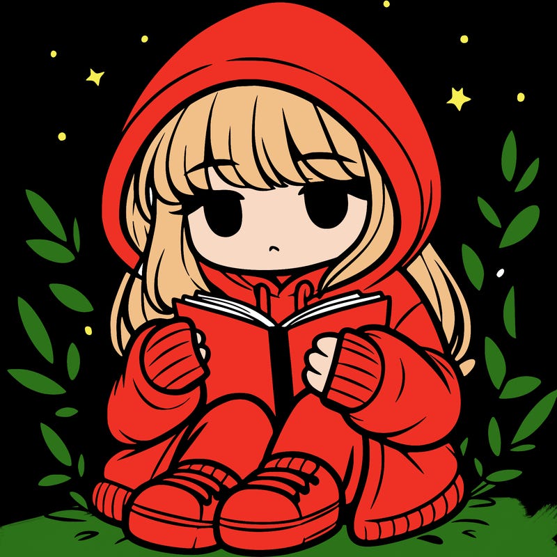 girl in oversized hoodie reading a book