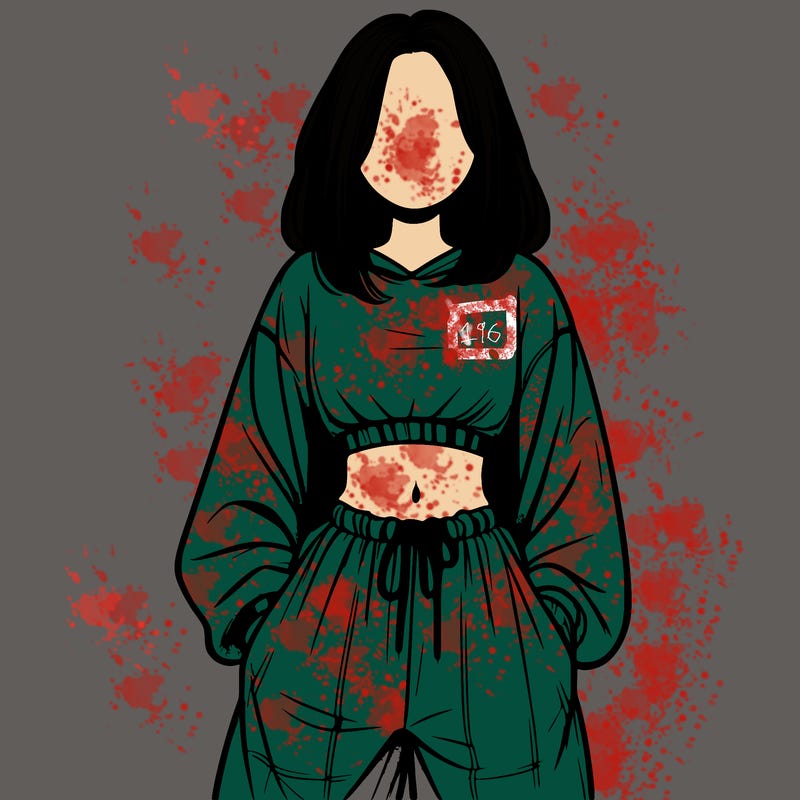 realistic girl faceless with baggy pants and a crop top