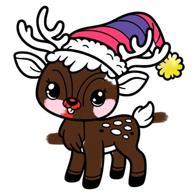 christmas reindeer with santa hat