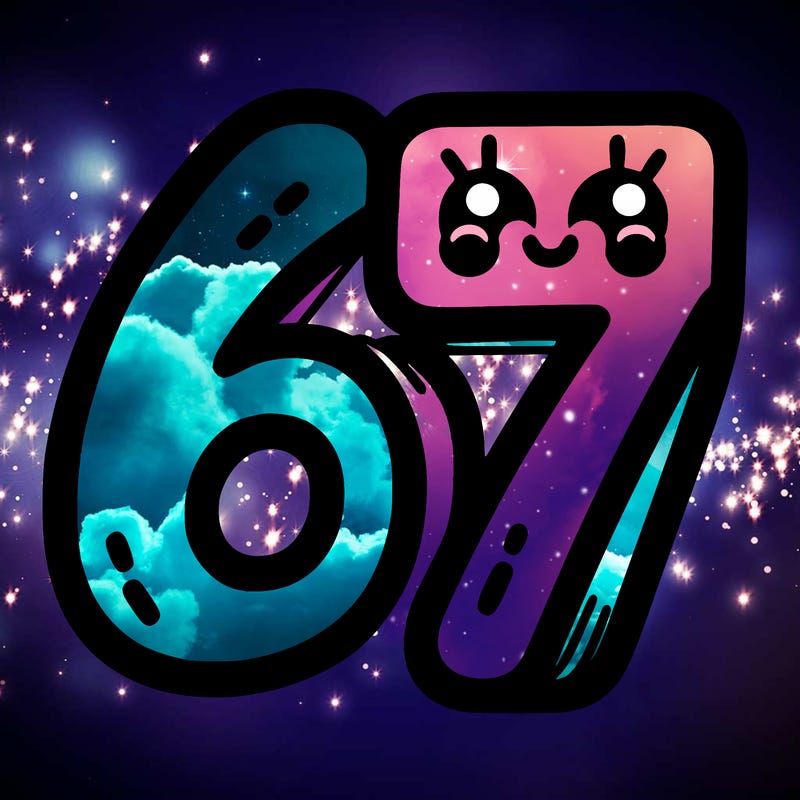 the numbers 67