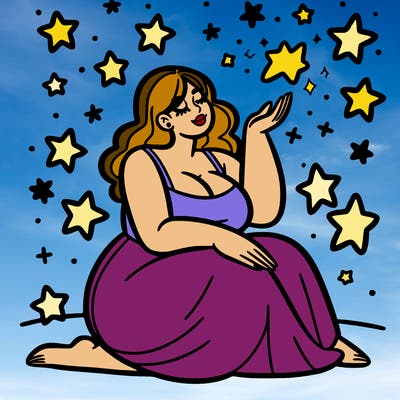 plus size woman looking at stars