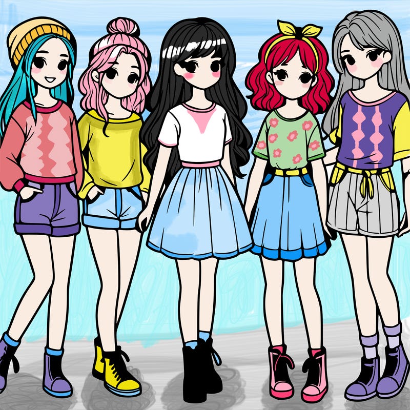 a group of five girls