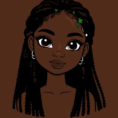 a realistic black girl with braids