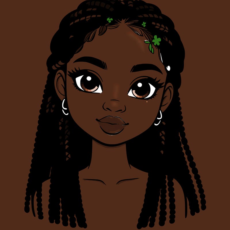 a realistic black girl with braids