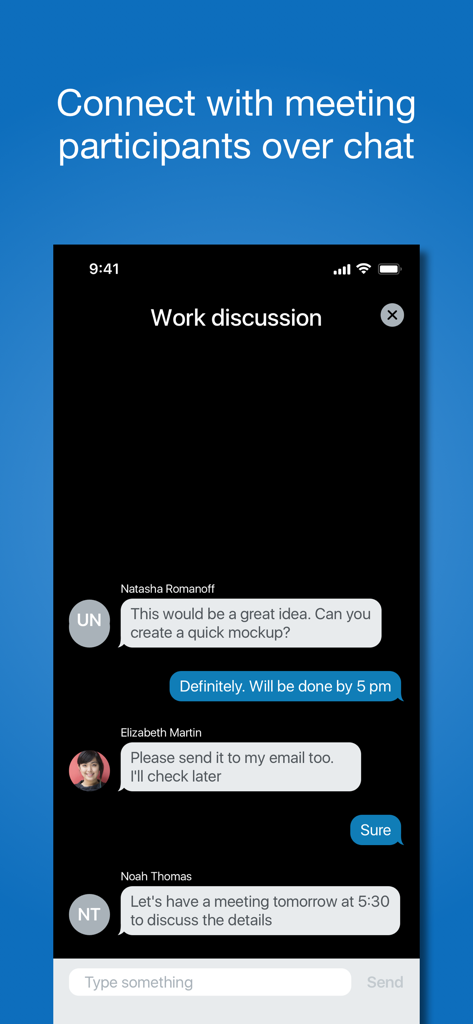 VidyoConnect - VidyoConnect mobile app chat interface for business discussions
