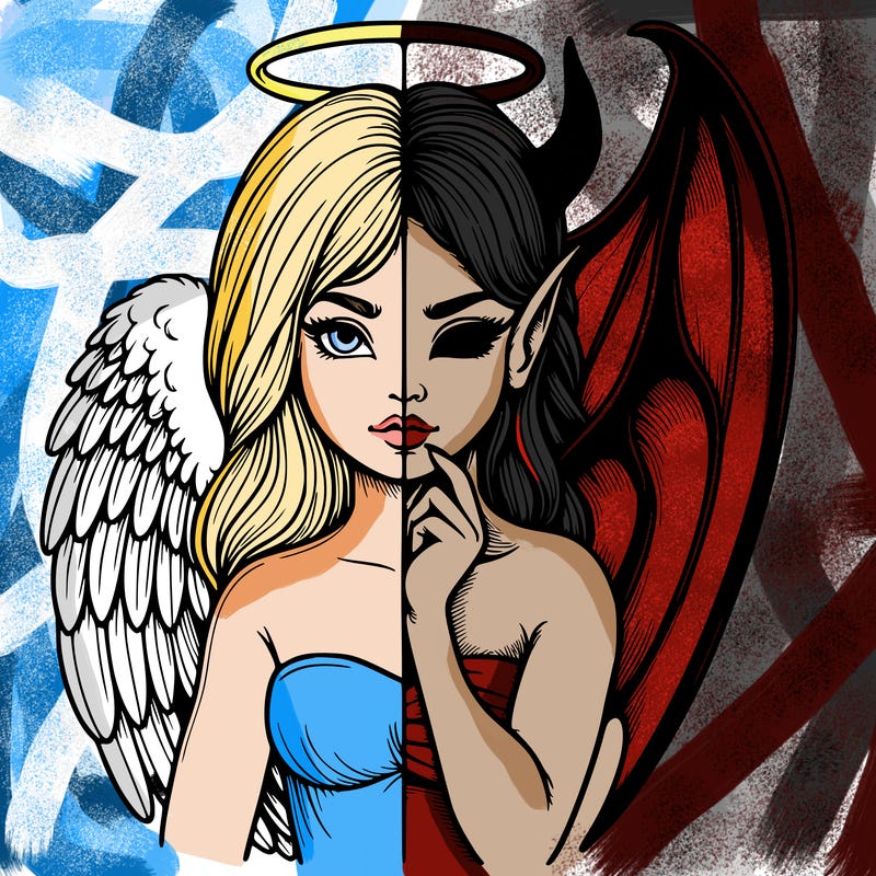 realistic angel half demon