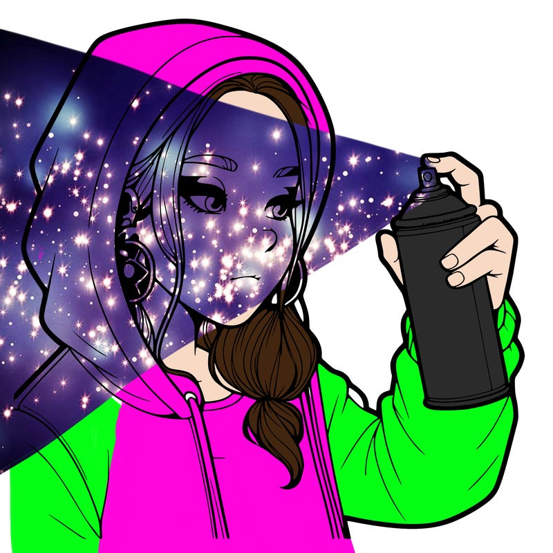 a realistic girl, spray painting