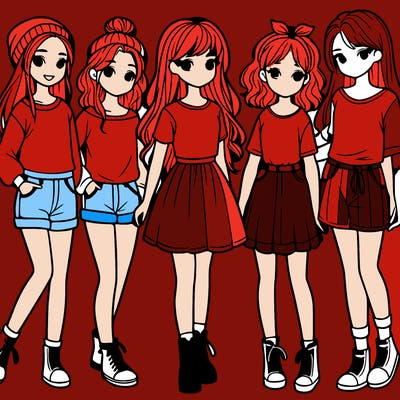 a group of five girls