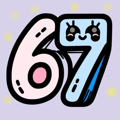 the numbers 67