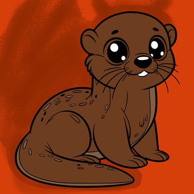 otter, big eyes, full body