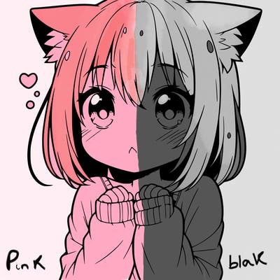 shy anime catgirl