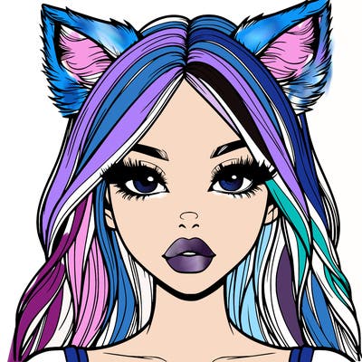 realistic girl with fox ears and realistic lips