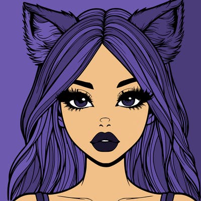 realistic girl with fox ears and realistic lips