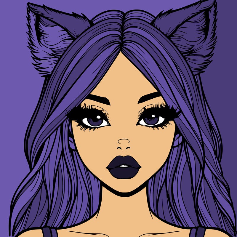 realistic girl with fox ears and realistic lips