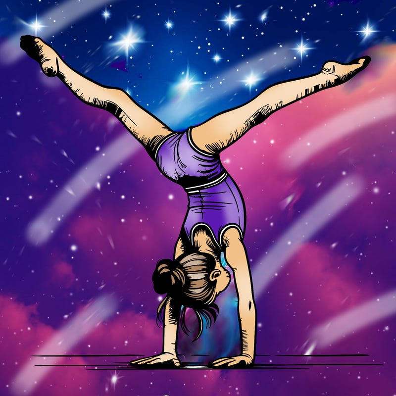 realistic gymnastic hand stand girl in four splits