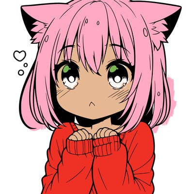 shy anime catgirl