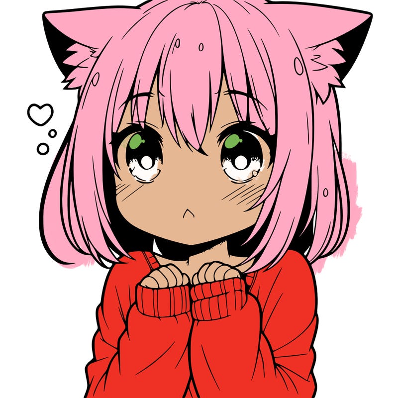 shy anime catgirl