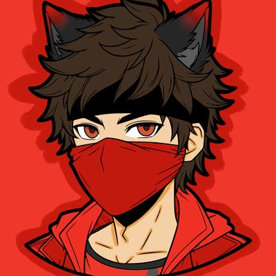 realistic aaron from aphmau with wolf ears and the bandanna over his eyes