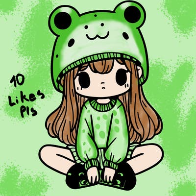 a girl wearing a frog hat and some frog socks