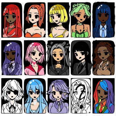 girls that look diffrent anime