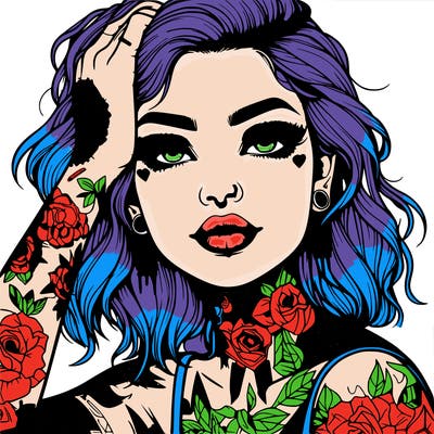 realistic girl with tattoos all over