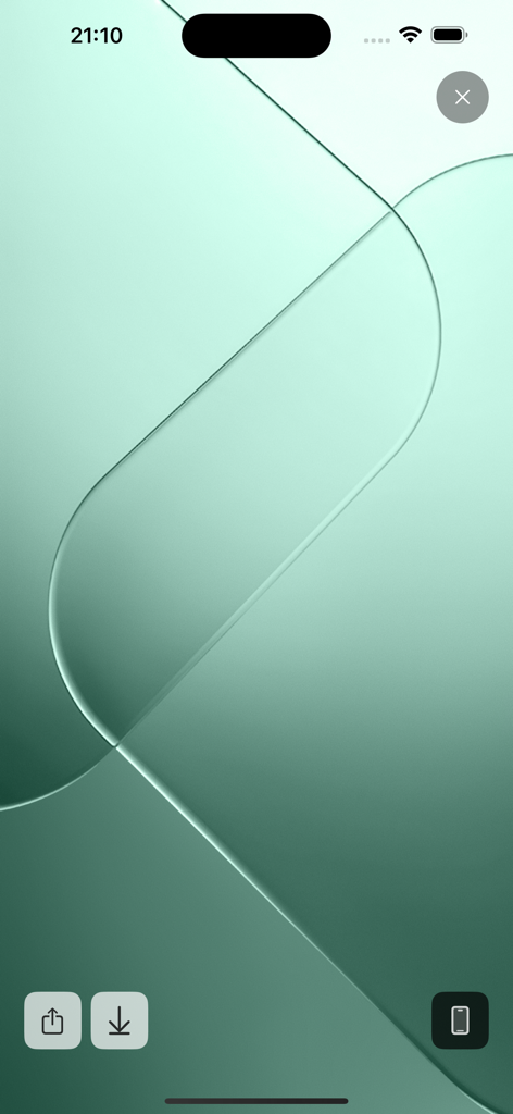 Vorschau eines hellgrünen abstrakten Hintergrundbilds mit geschwungenen Linien in der Lock Screen 18 App