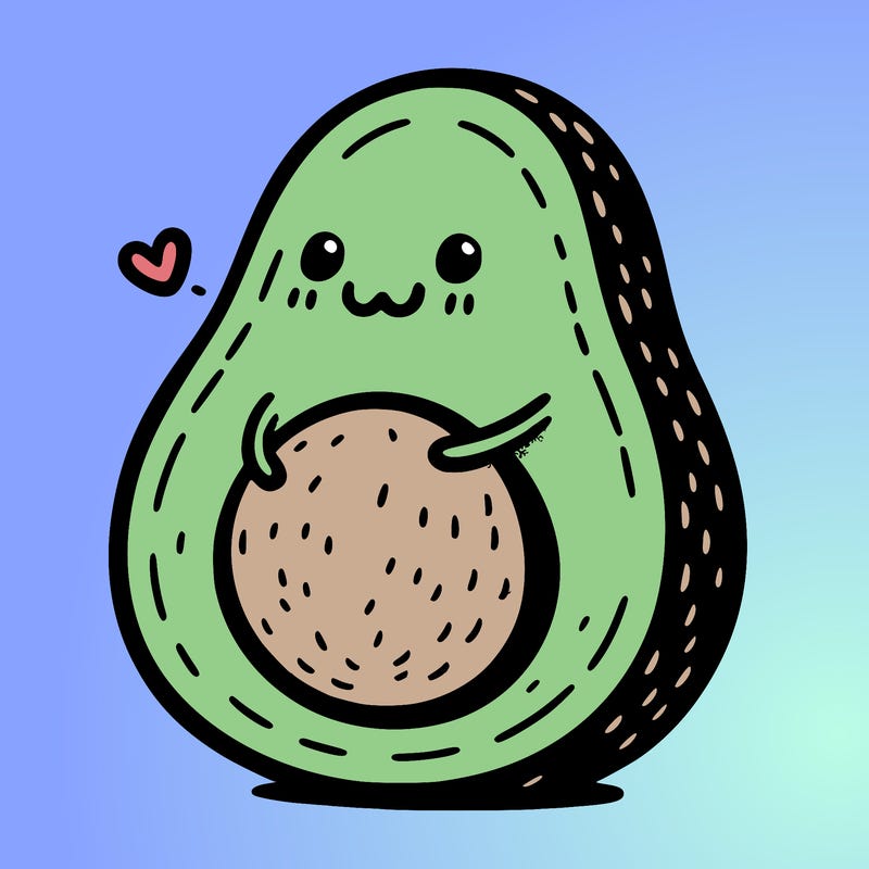 an avocado hugging an avocado