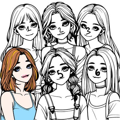 a group of girls realistic