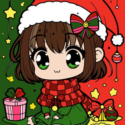 cute christmas anime girl