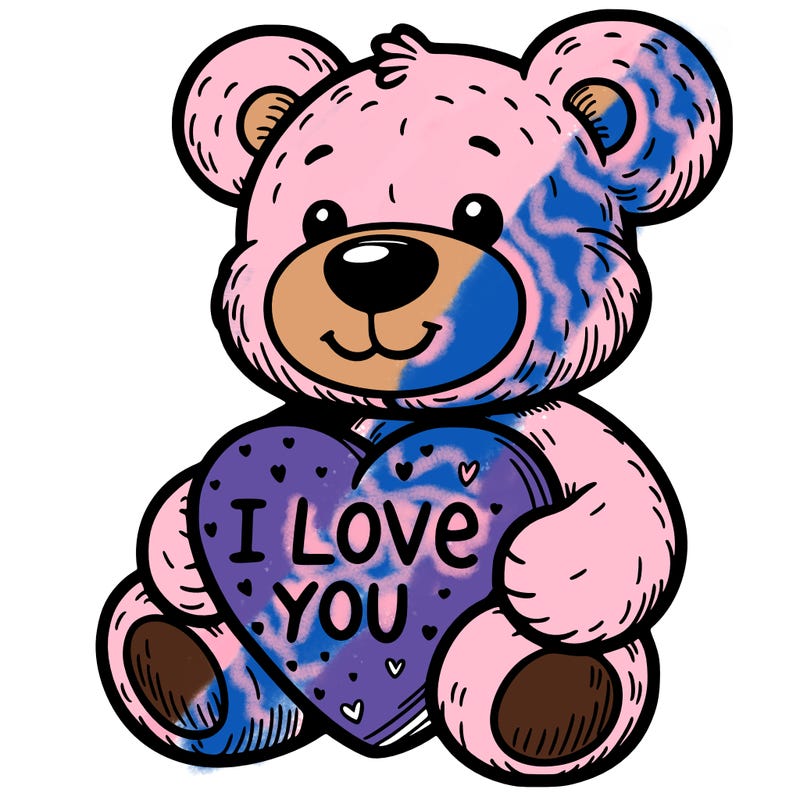 teddy bear holding an i love you heart