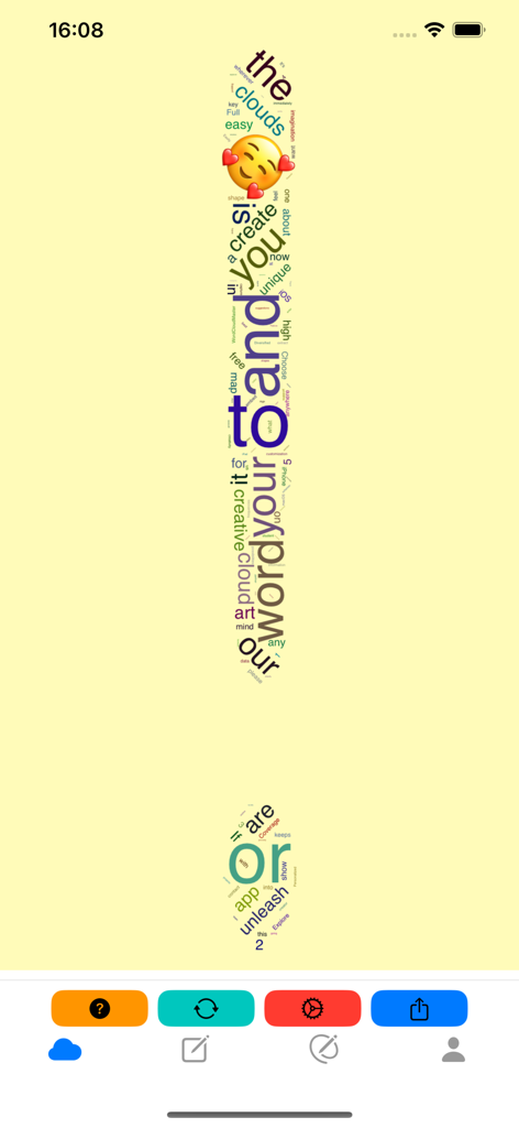 창의적인 느낌표 모양의 워드 클라우드 아트