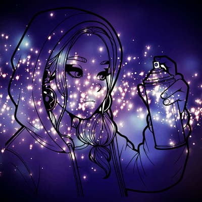 a realistic girl, spray painting