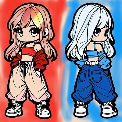 girl in crop top and baggy pants