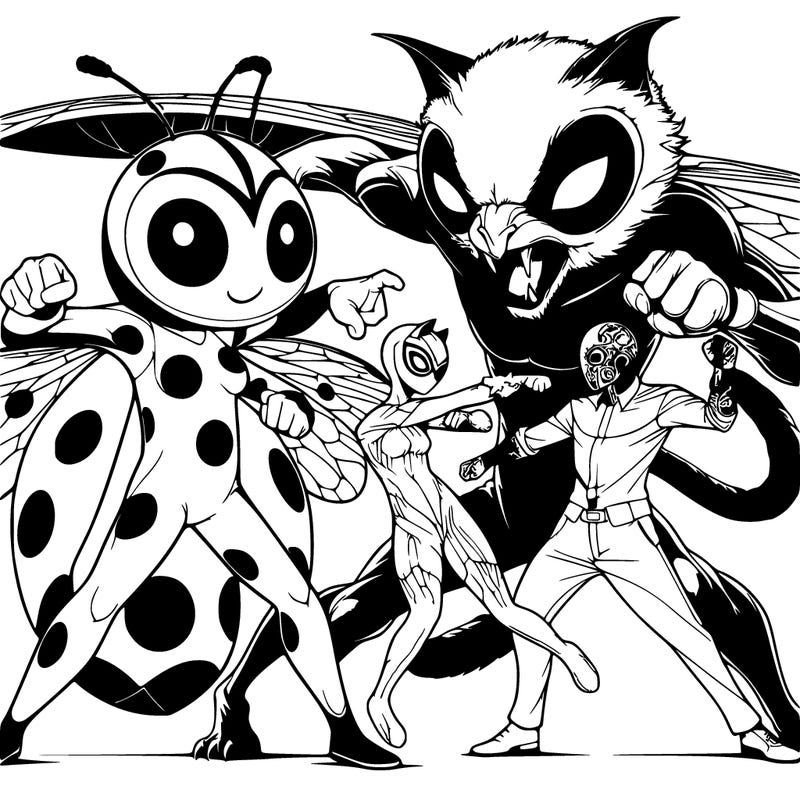 superheroes named ladybug and cat noir are fighting a villain named hawk moth