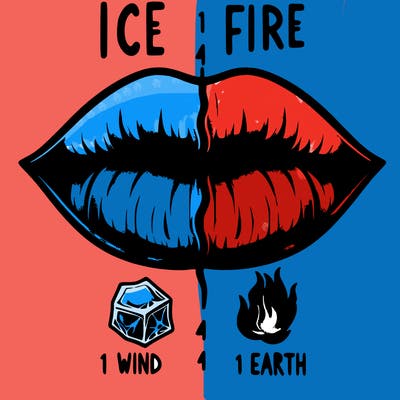 realistic lip split in fourth . 1 fourth ice 1 fire 1wind 1 earth