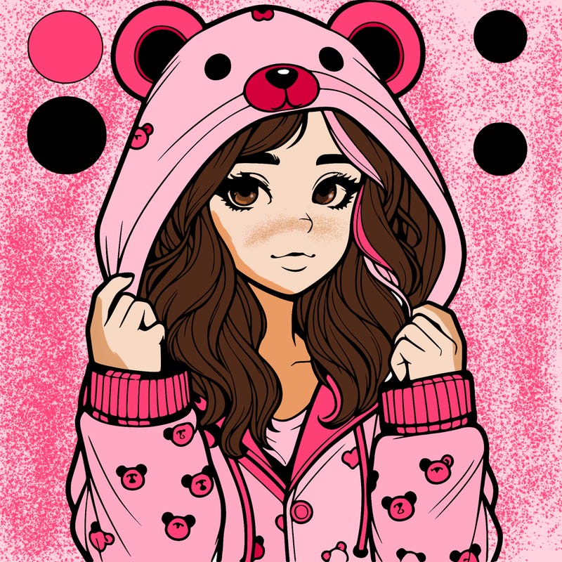realistic girl in a animal pjs hoodie