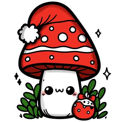 cute chiristmas moshroom