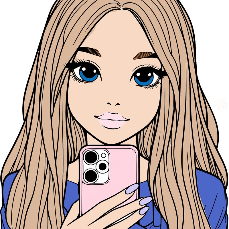 realistic girl with a phone