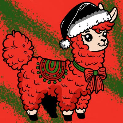 llama with santa hat
