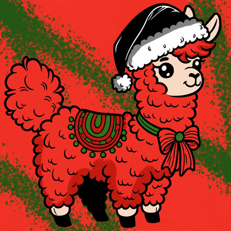 llama with santa hat