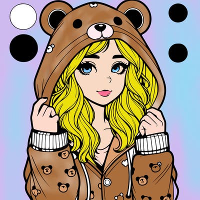 realistic girl in a animal pjs hoodie