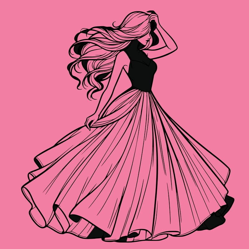 realistic woman with dress flowing in the wind