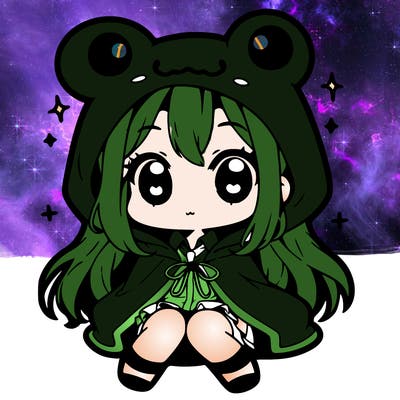 chibi girl with frog hoodie