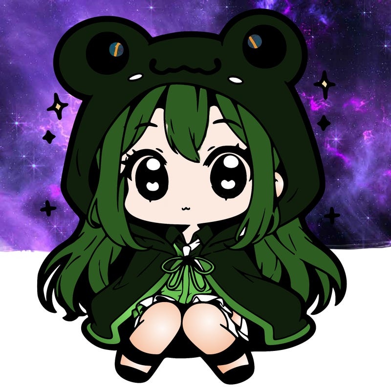 chibi girl with frog hoodie
