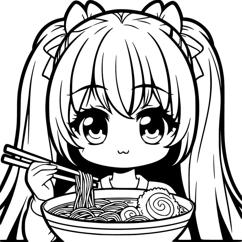 anime girl with ramen