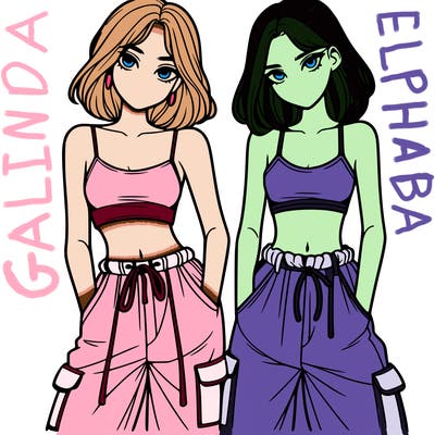 two girls with crop top with baggy pants