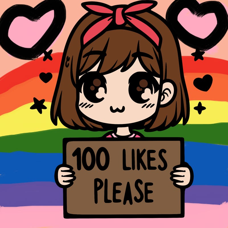 girl holding sign saying 100 likes please