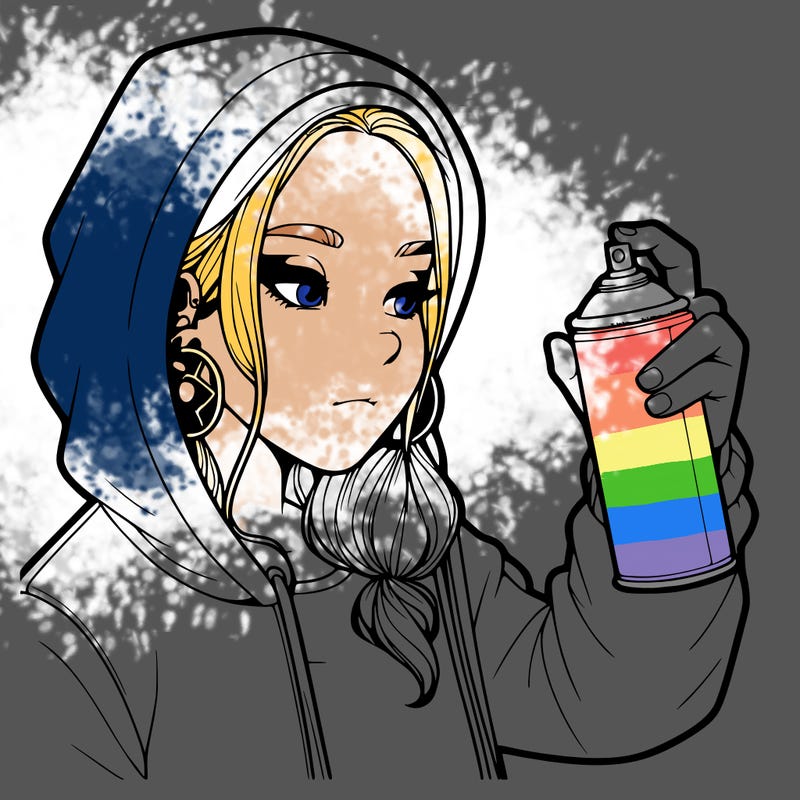 a realistic girl, spray painting