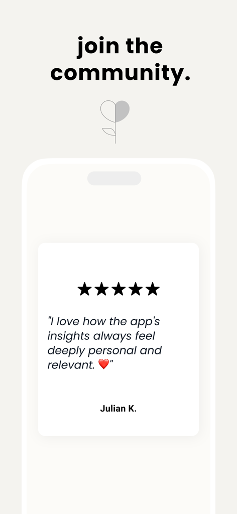 Reseña positiva de usuario para la aplicación Wise Journal con una calificación de cinco estrellas.