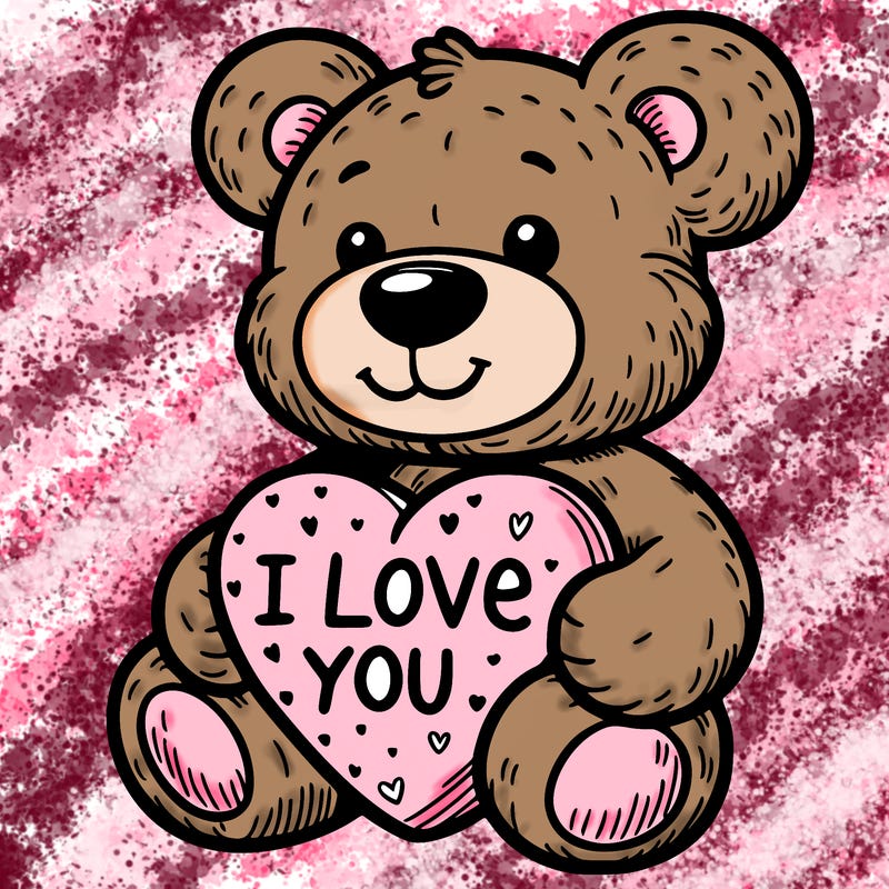 teddy bear holding an i love you heart